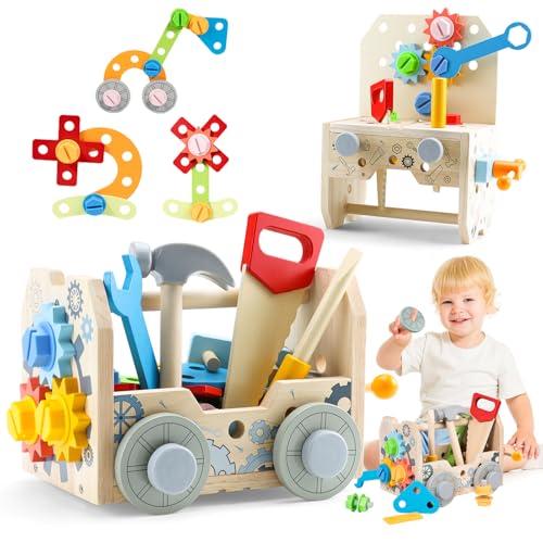Aischens Werkzeugkoffer Kinder Werkbank, Holzspielzeug Montessori Spielzeug Kinderwerkzeug ab 2 3 4 Jahre, Werkzeug Motorik Lernspiele Werkzeugkasten ab 3 Jahre, Lernspielzeug Geschenk Junge Mädchen Aischens Werkzeugkoffer Kinder Werkbank, Holzspielzeug Montessori Spielzeug Kinderwerkzeug ab 2 3 4 Jahre, Werkzeug Motorik Lernspiele Werkzeugkasten ab 3 Jahre, Lernspielzeug Geschenk Junge Mädchen von Aischens