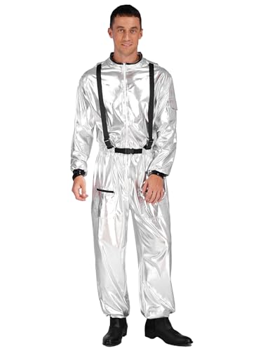Aislor Astronaut Kostüm Damen Herren Weltall Raumfahrer Outfit Glänzend Overall Metallic Langarm Jumpsuit Space man Cosplay Kostüm Rollenspiel Verkleidung Silber S Aislor Astronaut Kostüm Damen Herren Weltall Raumfahrer Outfit Glänzend Overall Metallic Langarm Jumpsuit Space man Cosplay Kostüm Rollenspiel Verkleidung Silber S von Aislor
