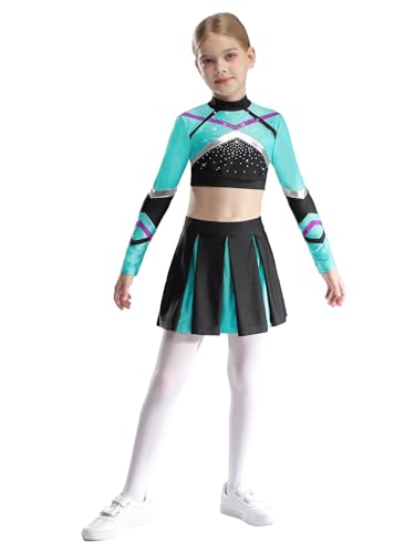 Aislor Cheer Leader Kostüm Für Mädchen Cheerleading Uniform Langarm Bauchfrei Oberteil Mit Faltenrock Fasching Mottopartys Blau Grün 170 Aislor Cheer Leader Kostüm Für Mädchen Cheerleading Uniform Langarm Bauchfrei Oberteil Mit Faltenrock Fasching Mottopartys Blau Grün 170 von Aislor