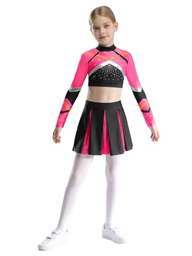 Aislor Cheer Leader Kostüm Für Mädchen Cheerleading Uniform Langarm Bauchfrei Oberteil Mit Faltenrock Fasching Mottopartys Hot Pink 158-164 Aislor Cheer Leader Kostüm Für Mädchen Cheerleading Uniform Langarm Bauchfrei Oberteil Mit Faltenrock Fasching Mottopartys Hot Pink 158-164 von Aislor