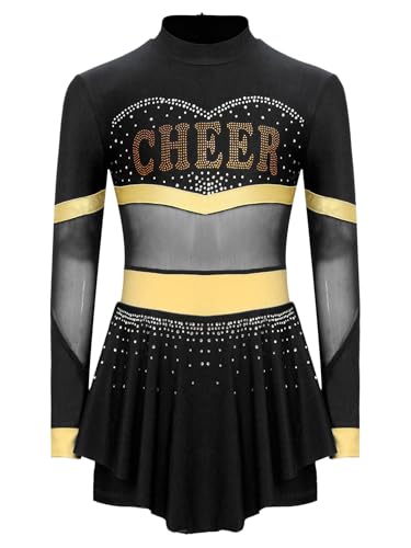 Aislor Cheer Leader Kostüm Kinder Mädchen Cheerleading Uniform Langarm Tanzkleid Minikleid Tanz Outfit Halloween Karneval Fasching Kostüm Schwarz 146-152 Aislor Cheer Leader Kostüm Kinder Mädchen Cheerleading Uniform Langarm Tanzkleid Minikleid Tanz Outfit Halloween Karneval Fasching Kostüm Schwarz 146-152 von Aislor