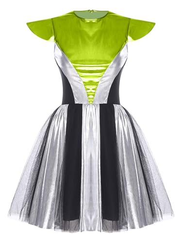 Aislor Damen Alien Kostüm Space Girl Kleid Astronauten Uniforms Ärmellos Glänzend Metallic Kleid mit Tüllrock Halloween Cosplay Karnevalskostüm Rave Outfit Aislor Damen Alien Kostüm Space Girl Kleid Astronauten Uniforms Ärmellos Glänzend Metallic Kleid mit Tüllrock Halloween Cosplay Karnevalskostüm Rave Outfit von Aislor