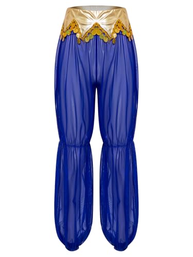 Aislor Damen Arabische Prinzessin Hosen Lange Bauchtanz Hose Metallic Besatz Mesh Hose Durchsichtige Haremshose Halloween Faschingskostüm Rave Outfit Königsblau XL Aislor Damen Arabische Prinzessin Hosen Lange Bauchtanz Hose Metallic Besatz Mesh Hose Durchsichtige Haremshose Halloween Faschingskostüm Rave Outfit Königsblau XL von Aislor