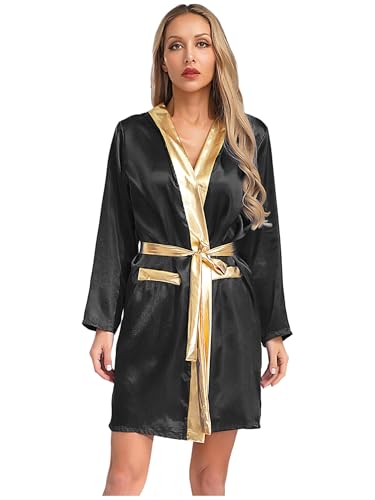 Aislor Damen Boxmantel Boxen Satinmantel Mit Kapuze Boxkampf Kostüm Muay Thai Uniformen Schwingen Kostüm Halloween Karnevalskostüm Schwarz 42 Aislor Damen Boxmantel Boxen Satinmantel Mit Kapuze Boxkampf Kostüm Muay Thai Uniformen Schwingen Kostüm Halloween Karnevalskostüm Schwarz 42 von Aislor