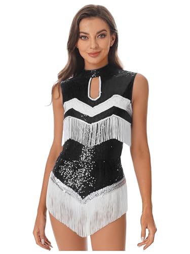 Aislor Damen Fransen Body Ärmellos Pailletten Bodysuit Cheer Leader Kostüm Cheerleading Uniform Tanzbody Halloween Festival Outfit Karnevalskostüm Schwarz S Aislor Damen Fransen Body Ärmellos Pailletten Bodysuit Cheer Leader Kostüm Cheerleading Uniform Tanzbody Halloween Festival Outfit Karnevalskostüm Schwarz S von Aislor