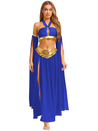 Aislor Damen Glitzer Pailletten Bauchtanz Kostüm Set Rückenfrei Tanztop und Chiffon Rock Arabische Prinzessin Kostüm Karneval Halloween Cosply Set Blau M Aislor Damen Glitzer Pailletten Bauchtanz Kostüm Set Rückenfrei Tanztop und Chiffon Rock Arabische Prinzessin Kostüm Karneval Halloween Cosply Set Blau M von Aislor