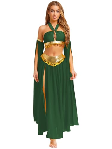 Aislor Damen Glitzer Pailletten Bauchtanz Kostüm Set Rückenfrei Tanztop und Chiffon Rock Arabische Prinzessin Kostüm Karneval Halloween Cosply Set Grün XXL Aislor Damen Glitzer Pailletten Bauchtanz Kostüm Set Rückenfrei Tanztop und Chiffon Rock Arabische Prinzessin Kostüm Karneval Halloween Cosply Set Grün XXL von Aislor
