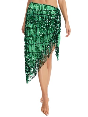 Aislor Damen Glitzer Pailletten Bauchtanz Rock Fransen Rock Latin Jazz Tanzrock Cheer Leader Kostüm Rave Party Karneval Kostüm Clubwear Grün Einheitsgröße Aislor Damen Glitzer Pailletten Bauchtanz Rock Fransen Rock Latin Jazz Tanzrock Cheer Leader Kostüm Rave Party Karneval Kostüm Clubwear Grün Einheitsgröße von Aislor