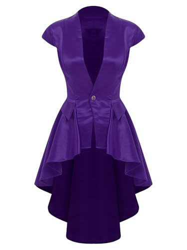 Aislor Damen Gothic Steampunk Jacket Halloween V-ausschnitt Kurzarm Renaissance Jacke Mittelalter Retro Uniform Cosplay Set Faschingskostüm Violett XL Aislor Damen Gothic Steampunk Jacket Halloween V-ausschnitt Kurzarm Renaissance Jacke Mittelalter Retro Uniform Cosplay Set Faschingskostüm Violett XL von Aislor