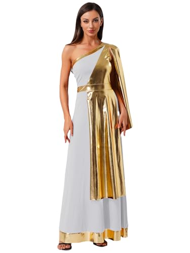 Aislor Damen Griechisches Römisches Kostüm Vintage Antike Götter Kostüm One-shoulder Griechische Kleid Halloween Cosplay Set Faschingskostüm Weiß L Aislor Damen Griechisches Römisches Kostüm Vintage Antike Götter Kostüm One-shoulder Griechische Kleid Halloween Cosplay Set Faschingskostüm Weiß L von Aislor
