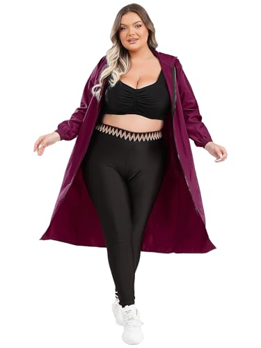 Aislor Damen Große Größen Waterproof Lightweight Schürze mit Hooded Jacke Apron Coverall Kochen Malen Karneval Kostüm Burgundy XL von Aislor