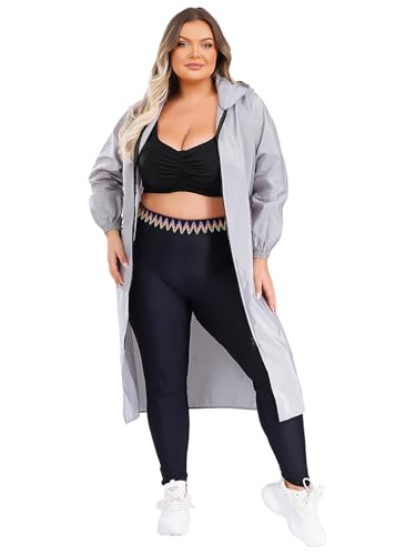 Aislor Damen Große Größen Waterproof Lightweight Schürze mit Hooded Jacke Apron Coverall Kochen Malen Karneval Kostüm Grau XL von Aislor