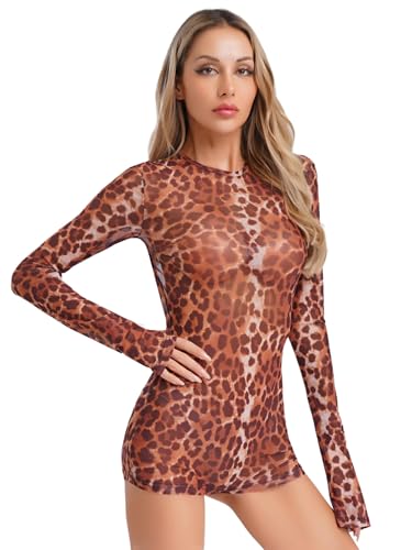 Aislor Damen Leopard Jumpsuit Kleid Rückenfrei Bodysuit Transparent Hüftkleid Langarm Wickelkleid Nachtclubs Karneval Fasching Kostüm Braun M Aislor Damen Leopard Jumpsuit Kleid Rückenfrei Bodysuit Transparent Hüftkleid Langarm Wickelkleid Nachtclubs Karneval Fasching Kostüm Braun M von Aislor