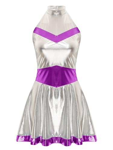 Aislor Damen Metallic Kleid Alien Kostüm Space Girl Kleid Weltraum Kostüm Minikleid Raumfahrer Kostüm Faltenkleid Karneval Fasching Kostüm Violett XXL Aislor Damen Metallic Kleid Alien Kostüm Space Girl Kleid Weltraum Kostüm Minikleid Raumfahrer Kostüm Faltenkleid Karneval Fasching Kostüm Violett XXL von Aislor