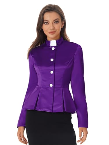 Aislor Damen Priester Kostüm Retro Mittelalter Langarmshirts Victorian Steampunk Kostüme Renaissance Top Church Halloween Fasching Kostüm Violett 3XL Aislor Damen Priester Kostüm Retro Mittelalter Langarmshirts Victorian Steampunk Kostüme Renaissance Top Church Halloween Fasching Kostüm Violett 3XL von Aislor