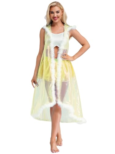 Aislor Damen Transparent Kapuzenumhang Ärmellose Umhang mit Kapuze Clubwear Rave Partys Fasching Kostüm Gelb L Aislor Damen Transparent Kapuzenumhang Ärmellose Umhang mit Kapuze Clubwear Rave Partys Fasching Kostüm Gelb L von Aislor