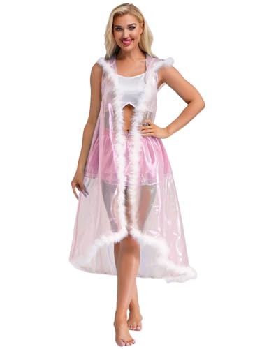 Aislor Damen Transparent Kapuzenumhang Ärmellose Umhang mit Kapuze Clubwear Rave Partys Fasching Kostüm Rosa 3XL Aislor Damen Transparent Kapuzenumhang Ärmellose Umhang mit Kapuze Clubwear Rave Partys Fasching Kostüm Rosa 3XL von Aislor