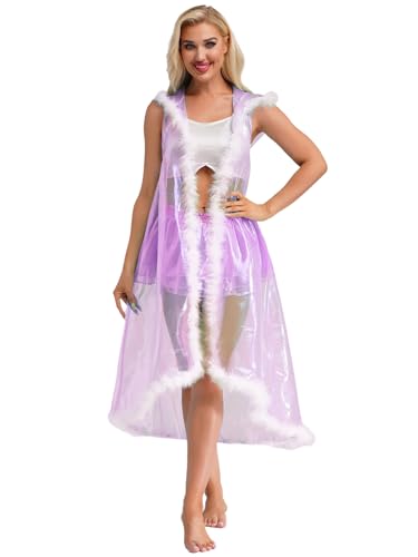 Aislor Damen Transparent Kapuzenumhang Ärmellose Umhang mit Kapuze Clubwear Rave Partys Fasching Kostüm Violett L Aislor Damen Transparent Kapuzenumhang Ärmellose Umhang mit Kapuze Clubwear Rave Partys Fasching Kostüm Violett L von Aislor