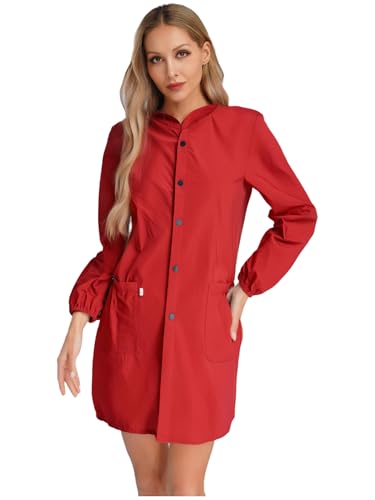 Aislor Damen Waterproof Lightweight Schürze mit Hooded Jacke Apron Coverall Kochen Malen Karneval Kostüm Clubwear Burgundy XXL Aislor Damen Waterproof Lightweight Schürze mit Hooded Jacke Apron Coverall Kochen Malen Karneval Kostüm Clubwear Burgundy XXL von Aislor