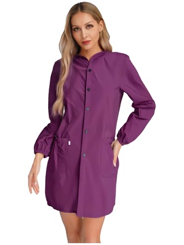 Aislor Damen Waterproof Lightweight Schürze mit Hooded Jacke Apron Coverall Kochen Malen Karneval Kostüm Clubwear Helles Lila 3XL Aislor Damen Waterproof Lightweight Schürze mit Hooded Jacke Apron Coverall Kochen Malen Karneval Kostüm Clubwear Helles Lila 3XL von Aislor