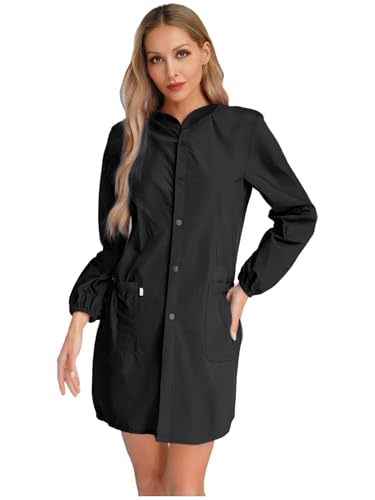 Aislor Damen Waterproof Lightweight Schürze mit Hooded Jacke Apron Coverall Kochen Malen Karneval Kostüm Clubwear Schwarz 3XL Aislor Damen Waterproof Lightweight Schürze mit Hooded Jacke Apron Coverall Kochen Malen Karneval Kostüm Clubwear Schwarz 3XL von Aislor