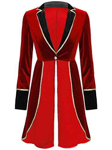 Aislor Damen Zirkusdirektor Kostüm Frack Jacke Frauen Langarm Show Mantel Samt Cardigan Smoking Karneval Uniform Mottoparty Clubwear Rot S Aislor Damen Zirkusdirektor Kostüm Frack Jacke Frauen Langarm Show Mantel Samt Cardigan Smoking Karneval Uniform Mottoparty Clubwear Rot S von Aislor