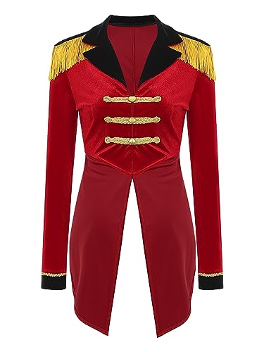 Aislor Damen Zirkusdirektor Kostüm Frack Jacke Frauen Langarm Show Mantel Samt Cardigan Smoking Karneval Uniform Mottoparty Clubwear X Rot M Aislor Damen Zirkusdirektor Kostüm Frack Jacke Frauen Langarm Show Mantel Samt Cardigan Smoking Karneval Uniform Mottoparty Clubwear X Rot M von Aislor