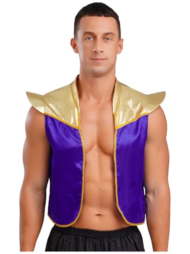 Aislor Herren Arabischer Prinz Kostüm Arabische Weste Ärmellos Offener Vorderseite Dubai Kostüm Halloween Festival Outfit Faschingskostüm Rave Outfit Violett 3XL Aislor Herren Arabischer Prinz Kostüm Arabische Weste Ärmellos Offener Vorderseite Dubai Kostüm Halloween Festival Outfit Faschingskostüm Rave Outfit Violett 3XL von Aislor