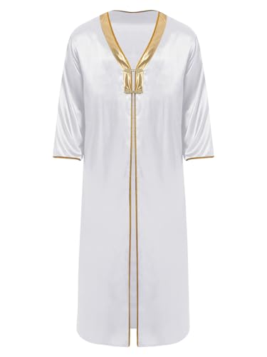 Aislor Herren Arabisches Robe Muslimisches Robe Kirche Langarm Dubai Kostüm Retro Kleidung Faschingskostüm Halloween Cosplay Weiß L von Aislor