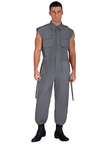 Aislor Herren Arbeitsoverall Ärmellos Arbeitsanzug Verstellbarem Bund Overall für Handwerker Maurer Bauarbeiter Fasching Kostüm Halloween Grau XL Aislor Herren Arbeitsoverall Ärmellos Arbeitsanzug Verstellbarem Bund Overall für Handwerker Maurer Bauarbeiter Fasching Kostüm Halloween Grau XL von Aislor