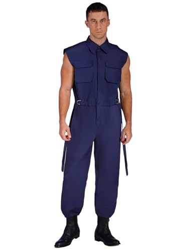 Aislor Herren Arbeitsoverall Ärmellos Arbeitsanzug Verstellbarem Bund Overall für Handwerker Maurer Bauarbeiter Fasching Kostüm Halloween Navy blau XL Aislor Herren Arbeitsoverall Ärmellos Arbeitsanzug Verstellbarem Bund Overall für Handwerker Maurer Bauarbeiter Fasching Kostüm Halloween Navy blau XL von Aislor