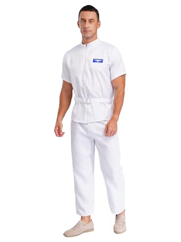 Aislor Herren Astronaut Kostüm Set Jacke mit Hosen Weltraum Mann Explorer Flug Anzug Halloween Cosplay Karneval Kostüm Geben Sie A Weiß ein L Aislor Herren Astronaut Kostüm Set Jacke mit Hosen Weltraum Mann Explorer Flug Anzug Halloween Cosplay Karneval Kostüm Geben Sie A Weiß ein L von Aislor