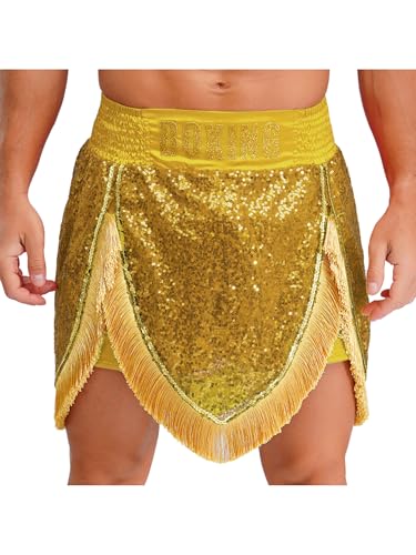 Aislor Herren Box Shorts Pailletten Muay Thai Shorts Boxing Trainingsshorts Männer Sporthose Halloween Cosplay Set Karnevalskostüm Mottoparty Gold XL Aislor Herren Box Shorts Pailletten Muay Thai Shorts Boxing Trainingsshorts Männer Sporthose Halloween Cosplay Set Karnevalskostüm Mottoparty Gold XL von Aislor