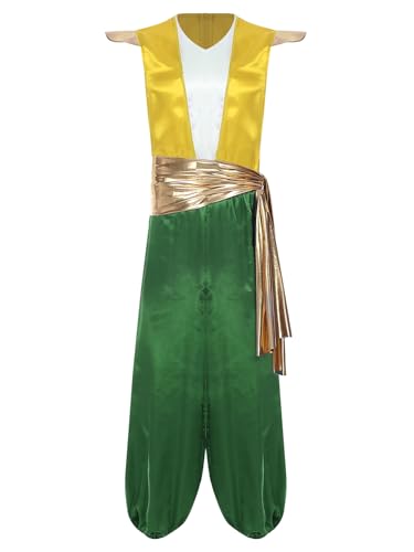 Aislor Herren Halloween Fasching Kostüm Aladin Jumpsuit Overall Arabischen Prinz Kostüm mit Gürtel Pumphose Haremhose Aladin Verkleidung Karneval Party Grün M Aislor Herren Halloween Fasching Kostüm Aladin Jumpsuit Overall Arabischen Prinz Kostüm mit Gürtel Pumphose Haremhose Aladin Verkleidung Karneval Party Grün M von Aislor