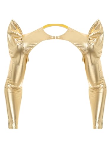 Aislor Herren Metallic Glitzer Crop Top Gothic Shrug Langarm Bauchfreie Oberteile Halloween Faschingskostüm Clubwear Rave Outfit Gold XL Aislor Herren Metallic Glitzer Crop Top Gothic Shrug Langarm Bauchfreie Oberteile Halloween Faschingskostüm Clubwear Rave Outfit Gold XL von Aislor