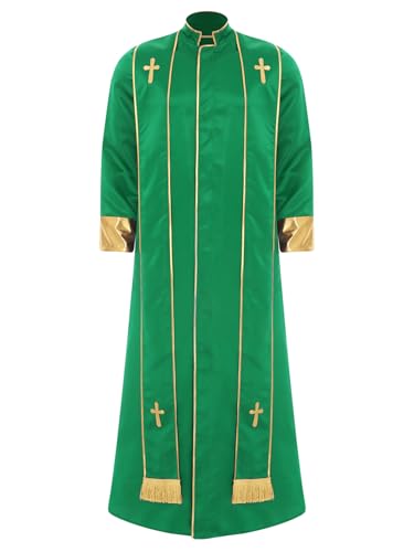 Aislor Herren Muslimisches Robe Lang Arabisch Dubai Kostüm mit Stehkragen Halsumfang Kirche Langarm Metallic Patchwork Robe Fasching Kostüm Cosplay Set Grün 3XL Aislor Herren Muslimisches Robe Lang Arabisch Dubai Kostüm mit Stehkragen Halsumfang Kirche Langarm Metallic Patchwork Robe Fasching Kostüm Cosplay Set Grün 3XL von Aislor