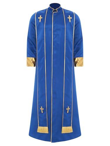Aislor Herren Muslimisches Robe Lang Arabisch Dubai Kostüm mit Stehkragen Halsumfang Kirche Langarm Metallic Patchwork Robe Fasching Kostüm Cosplay Set Königsblau M Aislor Herren Muslimisches Robe Lang Arabisch Dubai Kostüm mit Stehkragen Halsumfang Kirche Langarm Metallic Patchwork Robe Fasching Kostüm Cosplay Set Königsblau M von Aislor