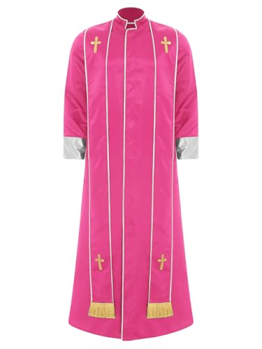 Aislor Herren Muslimisches Robe Lang Arabisch Dubai Kostüm mit Stehkragen Halsumfang Kirche Langarm Metallic Patchwork Robe Fasching Kostüm Cosplay Set Rosa XL Aislor Herren Muslimisches Robe Lang Arabisch Dubai Kostüm mit Stehkragen Halsumfang Kirche Langarm Metallic Patchwork Robe Fasching Kostüm Cosplay Set Rosa XL von Aislor