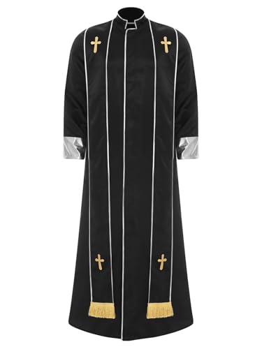 Aislor Herren Muslimisches Robe Lang Arabisch Dubai Kostüm mit Stehkragen Halsumfang Kirche Langarm Metallic Patchwork Robe Fasching Kostüm Cosplay Set Schwarz 3XL Aislor Herren Muslimisches Robe Lang Arabisch Dubai Kostüm mit Stehkragen Halsumfang Kirche Langarm Metallic Patchwork Robe Fasching Kostüm Cosplay Set Schwarz 3XL von Aislor
