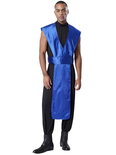 Aislor Herren Ninja Kostüm Halloween Cosplay Japanischer Samurai Kostüme Ärmellos Overall mit Überwurf Farbblock Jumpsuit Faschingskostüm Rave Outfit Blau XL Aislor Herren Ninja Kostüm Halloween Cosplay Japanischer Samurai Kostüme Ärmellos Overall mit Überwurf Farbblock Jumpsuit Faschingskostüm Rave Outfit Blau XL von Aislor