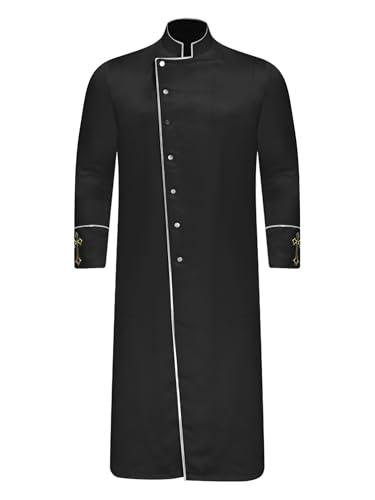 Aislor Herren Priester Kostüm Männer Langarm Priestergewand Mittelalterliche Kostüm Church Tunika Kostüme Halloween Karnevalskostüm Schwarz L von Aislor