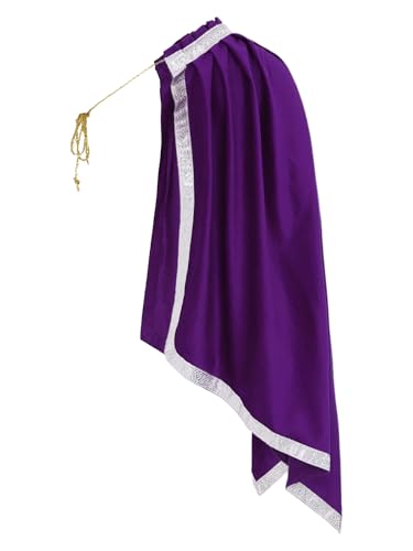 Aislor Herren Renaissance Kostüm Gladiator Ritter Halbe Schulter Retro Muster Schal Cape Krieger Samurai Cosplay Halloween Rave Outfit Karnevalskostüm Violett Einheitsgröße von Aislor