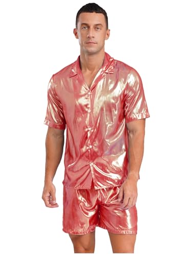 Aislor Herren Transparent Hemd und Shorts Kurzarm Bluse Glitzer Shirt Urlaub Strandmode Clubwear Nachtclubs Mottopartys Hot Pink S Aislor Herren Transparent Hemd und Shorts Kurzarm Bluse Glitzer Shirt Urlaub Strandmode Clubwear Nachtclubs Mottopartys Hot Pink S von Aislor