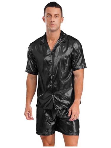 Aislor Herren Transparent Hemd und Shorts Kurzarm Bluse Glitzer Shirt Urlaub Strandmode Clubwear Nachtclubs Mottopartys Schwarz L Aislor Herren Transparent Hemd und Shorts Kurzarm Bluse Glitzer Shirt Urlaub Strandmode Clubwear Nachtclubs Mottopartys Schwarz L von Aislor