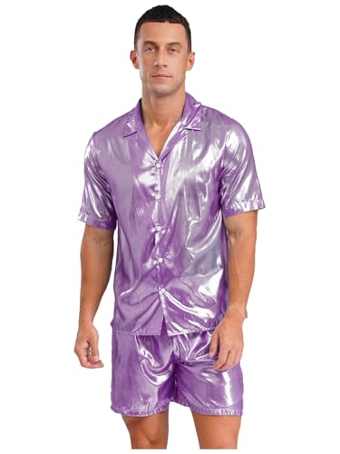 Aislor Herren Transparent Hemd und Shorts Kurzarm Bluse Glitzer Shirt Urlaub Strandmode Clubwear Nachtclubs Mottopartys Violett 3XL Aislor Herren Transparent Hemd und Shorts Kurzarm Bluse Glitzer Shirt Urlaub Strandmode Clubwear Nachtclubs Mottopartys Violett 3XL von Aislor