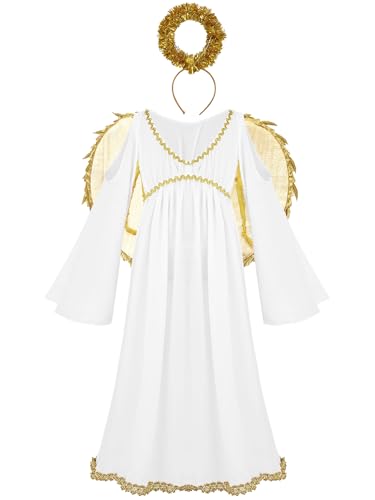 Aislor Kinder Mädchen Griechische Göttin Kostüm Engelskostüm Engelchen Kleid mit Engelsflügel Heiligenschein Weiß Maxikleid Karneval Kostüm Gold 170-176 Aislor Kinder Mädchen Griechische Göttin Kostüm Engelskostüm Engelchen Kleid mit Engelsflügel Heiligenschein Weiß Maxikleid Karneval Kostüm Gold 170-176 von Aislor