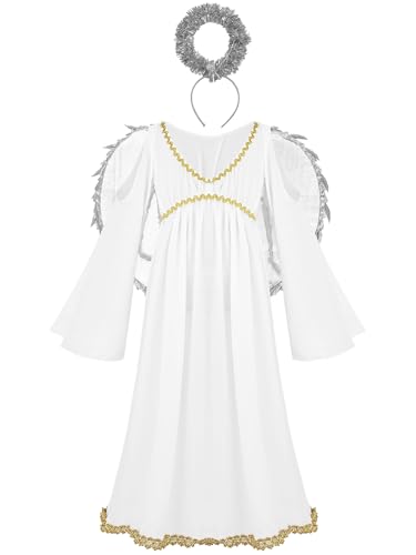 Aislor Kinder Mädchen Griechische Göttin Kostüm Engelskostüm Engelchen Kleid mit Engelsflügel Heiligenschein Weiß Maxikleid Karneval Kostüm Silber 170-176 Aislor Kinder Mädchen Griechische Göttin Kostüm Engelskostüm Engelchen Kleid mit Engelsflügel Heiligenschein Weiß Maxikleid Karneval Kostüm Silber 170-176 von Aislor
