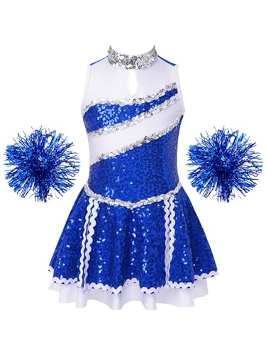 Aislor Mädchen Cheer Leader Kostüm Ärmellos Tanzkleid Glitzer Cheerleadering Uniform + Pompons Tanzkostüm Wettkampf Karneval Fasching Party Da Königsblau 170-176 Aislor Mädchen Cheer Leader Kostüm Ärmellos Tanzkleid Glitzer Cheerleadering Uniform + Pompons Tanzkostüm Wettkampf Karneval Fasching Party Da Königsblau 170-176 von Aislor