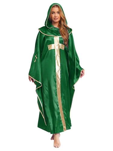 Aislor Unisex Damen Herren Priest Robe mit Kapuze Kirche Papst Kostüm Bischof Uniform Halloween Cosplay Faschingskostüm Grün L Aislor Unisex Damen Herren Priest Robe mit Kapuze Kirche Papst Kostüm Bischof Uniform Halloween Cosplay Faschingskostüm Grün L von Aislor