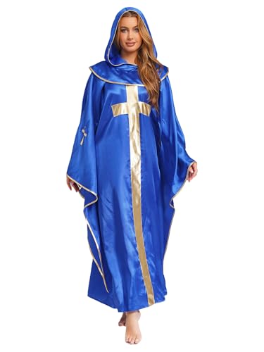 Aislor Unisex Damen Herren Priest Robe mit Kapuze Kirche Papst Kostüm Bischof Uniform Halloween Cosplay Faschingskostüm Königsblau S Aislor Unisex Damen Herren Priest Robe mit Kapuze Kirche Papst Kostüm Bischof Uniform Halloween Cosplay Faschingskostüm Königsblau S von Aislor